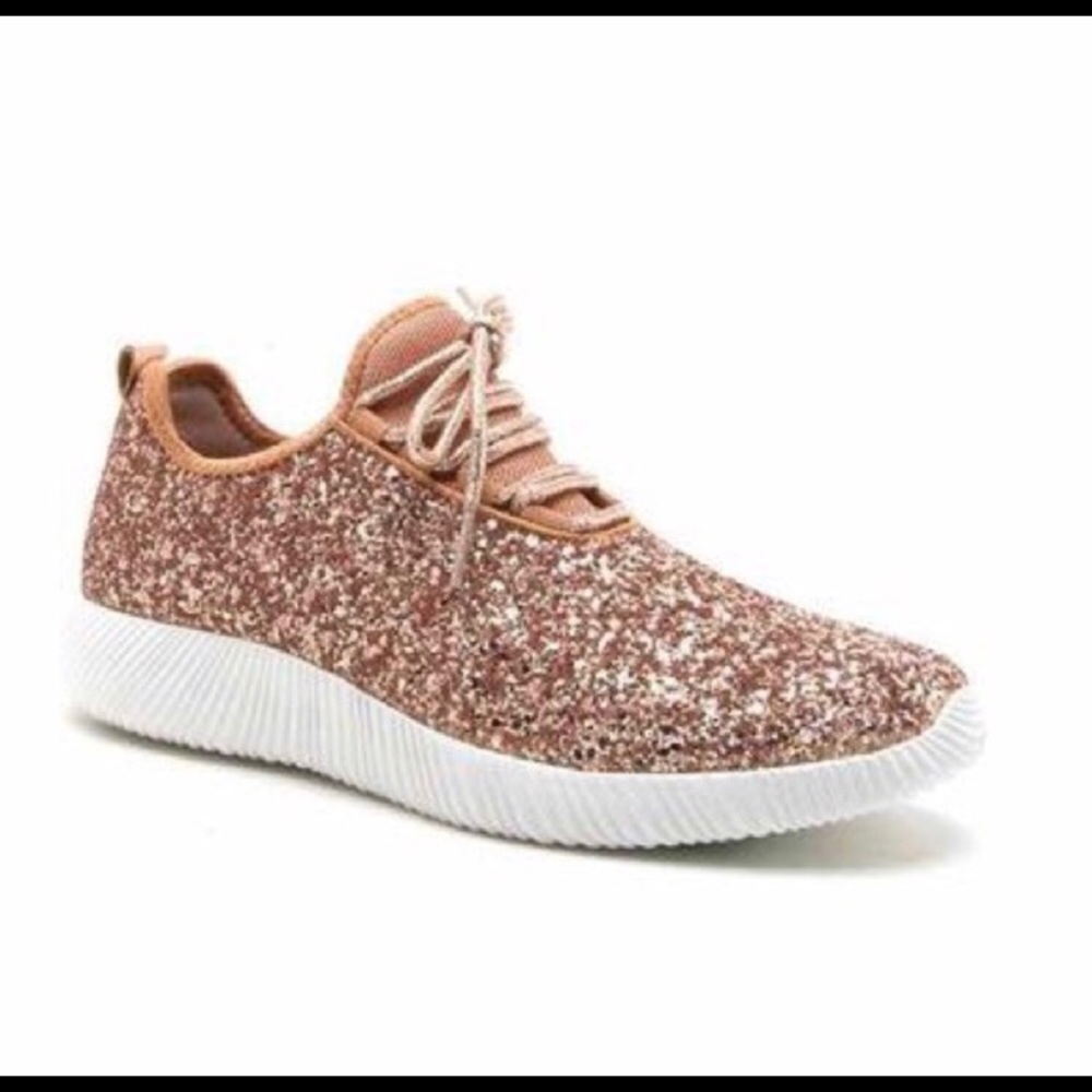Rose gold glitter fashion sneakers